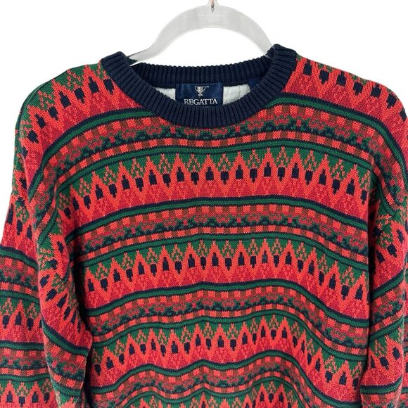 Vintage Regatta Sport Sweater Mens M Southwest Aztec Geometric 90s Grandpa - Picture 4 of 11